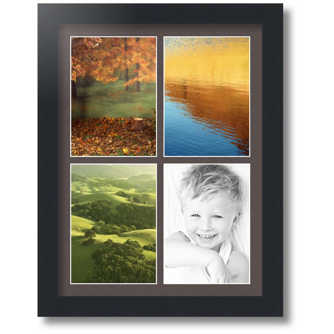ArtToFrames Collage Photo Picture Frame with 4 - 5x7 inch Openings, Framed in Black with Over 62 Mat Color Options and Regular Glass (CSM-3926-2153)